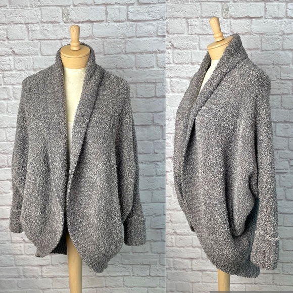Barefoot Dreams Cozy Chic Knit Cocoon Gray Fuzzy Comfy Cardigan Size S/M - Picture 2 of 6